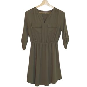 Rags to Wishes | Army Green ¾ Sleeve Dress